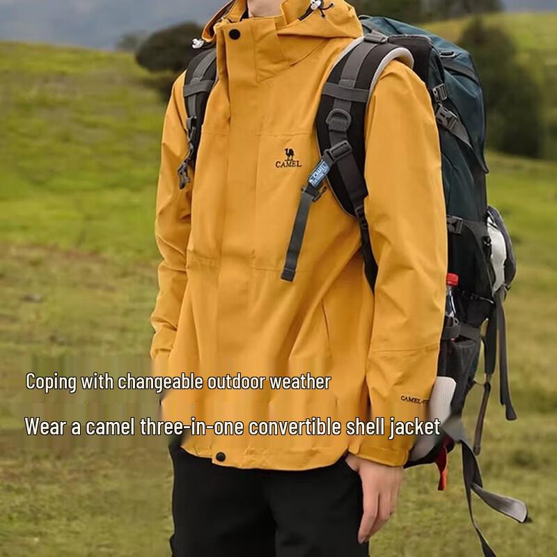CAMEL Men s 3-in-1 Waterproof Fleece Lined Outdoor Jacket L