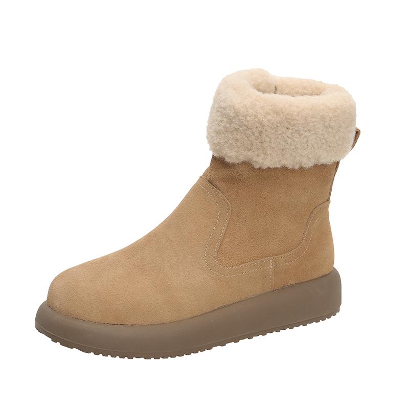 Fashion Women Flats Ankle Boots Suede Fur Shoes Casual 2025 Sport Trend New Fashion Sneakers Short Plush Snow Boots Winter Botas Mujer
