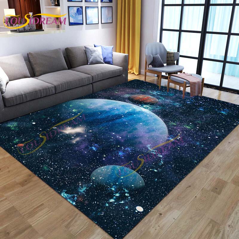 3D Colored Space Mat Galaxy Rug Starry Sky Carpet for Living Room Bedroomt Sofa Planet Rug Nursery Play Rug Floor Mat Home Decor