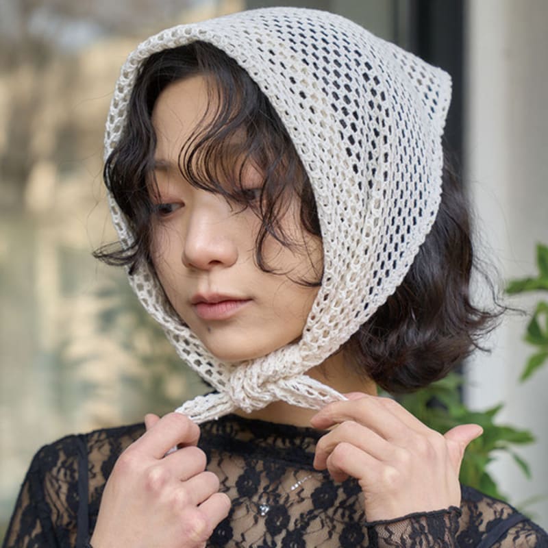 The GREEN Lab Knit Crochet Bandana Scarf (2colors)