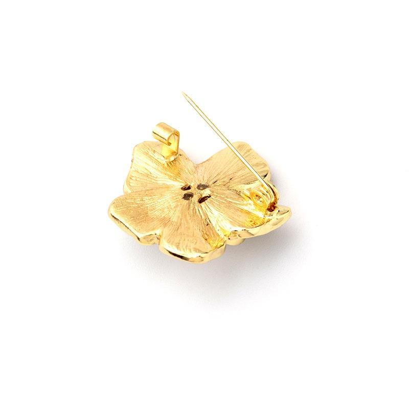 Xiaoxiangfeng Camellia Pearl Brooch, Elegant Enamel Painted Flower Pin