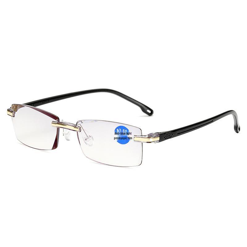 Men’s Rimless Anti-Blue Light Diamond-Inlaid Reading Glasses