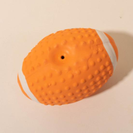 Creative Vibrant Color Squeaky Dog Pete Ball Cartoon Latex Smile Pattern Rugby Dog Toy Bite Resistant Soft Bouncy Grinding Ball Toy