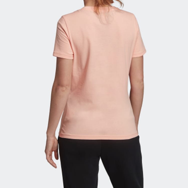 adidas T Shirts Women's Pink Crew Neck Moderate Straight Fit FM9448