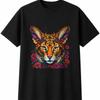 Serval with Roses Wildlife Mens Womens T-Shirt Unisex Novelty Gift Tee Funny