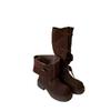 ~ Retro Style All Soft Cowhide Lace-up High Boots Medium Heel Boots Women's Loose Leather Buckle Women's Boots Tide