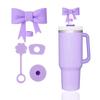 4Pcs Pink Bow Straw Covers Cap Toppers for Stanley Cup Accessories 30&40 oz Tumbler Reusable Silicone Spill Proof Stopper