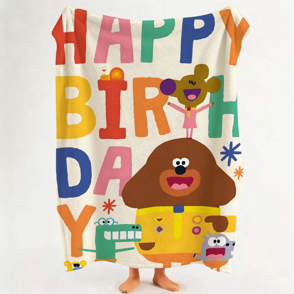 Cartoon Hey D-Duggee Throw Flannel Throw Blanket Suitable for Sofa Living Room Bedroom