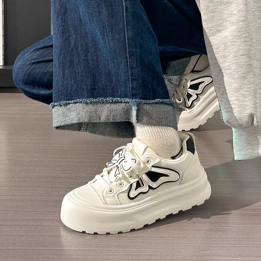 Internet celebrity bow little white shoes women's 2025 spring new board shoes platform versatile casual shoes trendy sports shoes