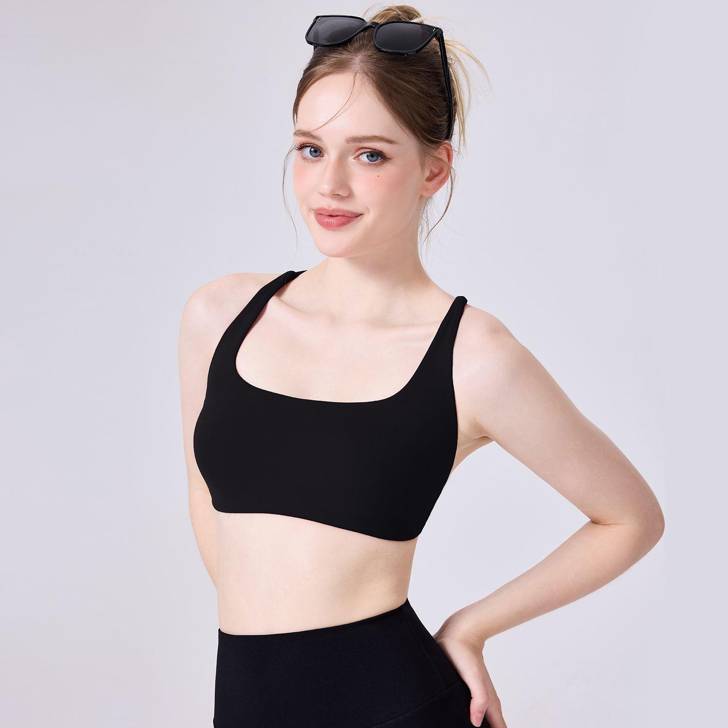 Summer Thin Bare Feel Seamless Tank Bra for Teen Girls Crisscross Back Breathable Gathered Intimates for Small Bust S