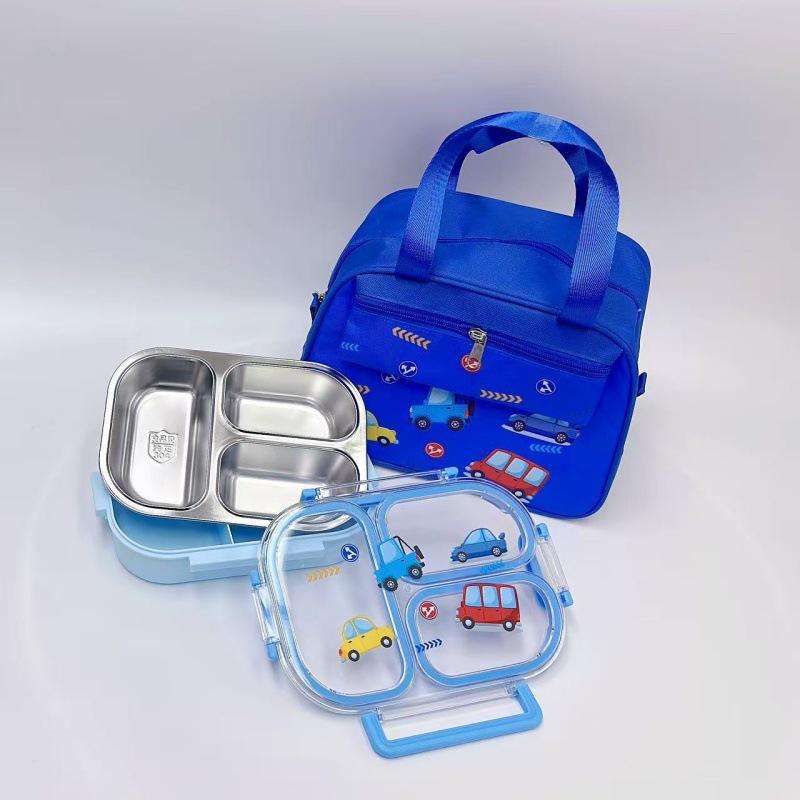 

304 Stainless Steel Cartoon Bento Box - Cute Compartment Lunch Box for Kids and Students Detachable 304 Tray