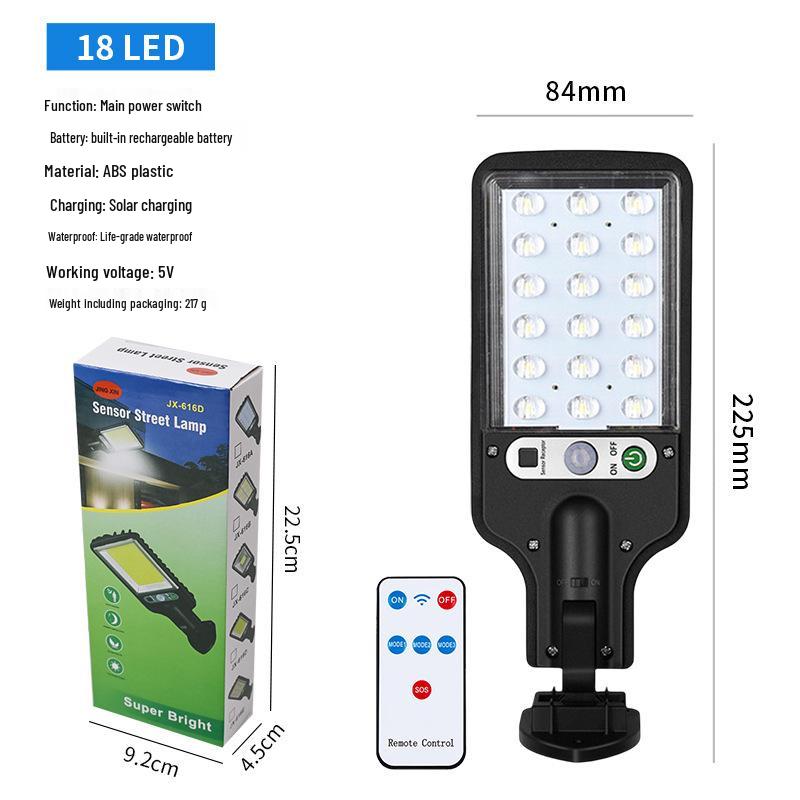 Solar-Powered LED Wall Light with Motion Sensor and Remote Control for Outdoor Use