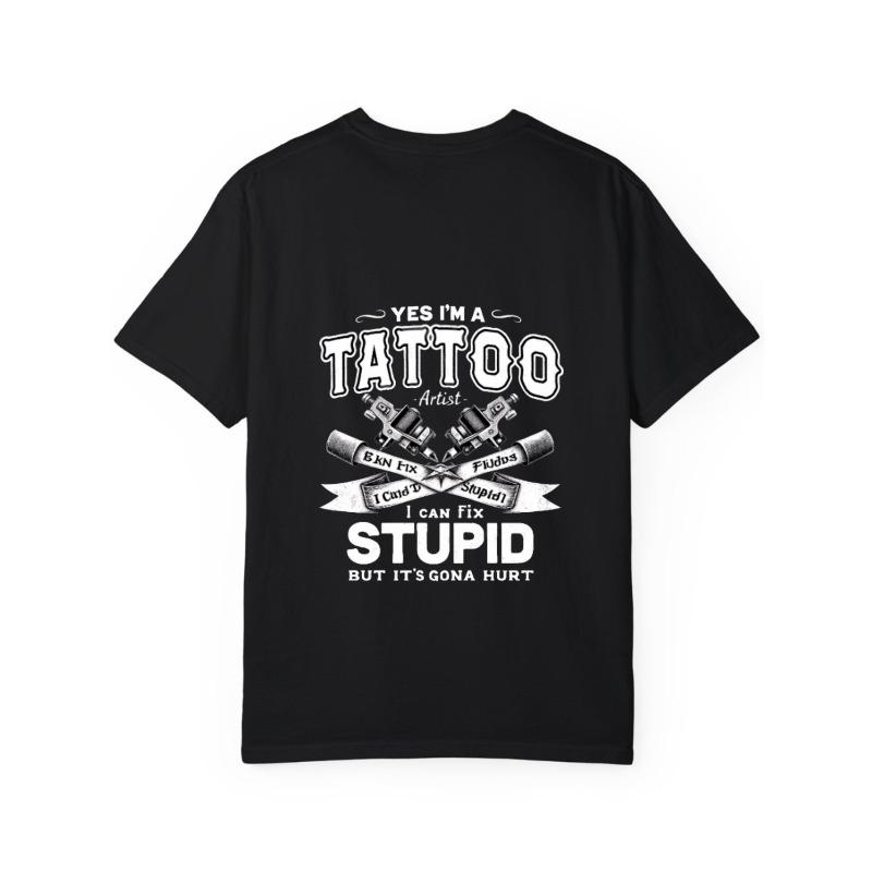 Tattoo Artist T Shirt White Tattoo Machine Graphic and Text Design for Tattoo Studio Work or Casual Wear