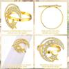1-24PCS Elegant Metal Napkin Rings Ramadan Moon Star Design with Crystal Details for Festival Table Setting Celebration