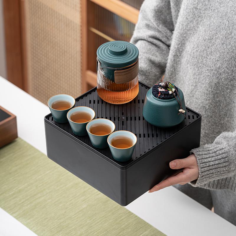 Glass Kuaike, a Pot of Four Cups of Tea Cans, Handbags, Tea Trays, Outdoor Portable Travel, Tea Set Gifts