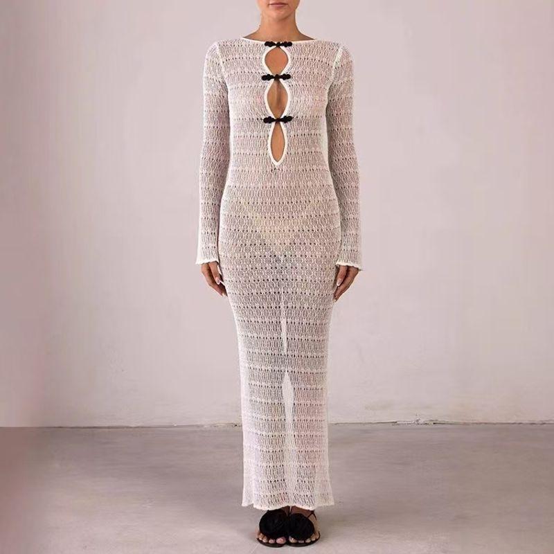 

Western Style Sexy Hollow Knit Beach dress Sexy Hollow Knit Beach Dress White S