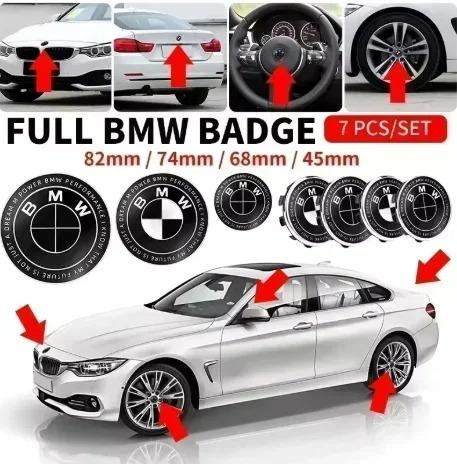 7pcs 45mm 68mm 74mm 82mm Car Front Hood Emblem rear boot badge Steering wheel Logo for BMW M F30 G01 E36 E39 E87 E46 E90 E92 E53 vhfn50 fdxk4