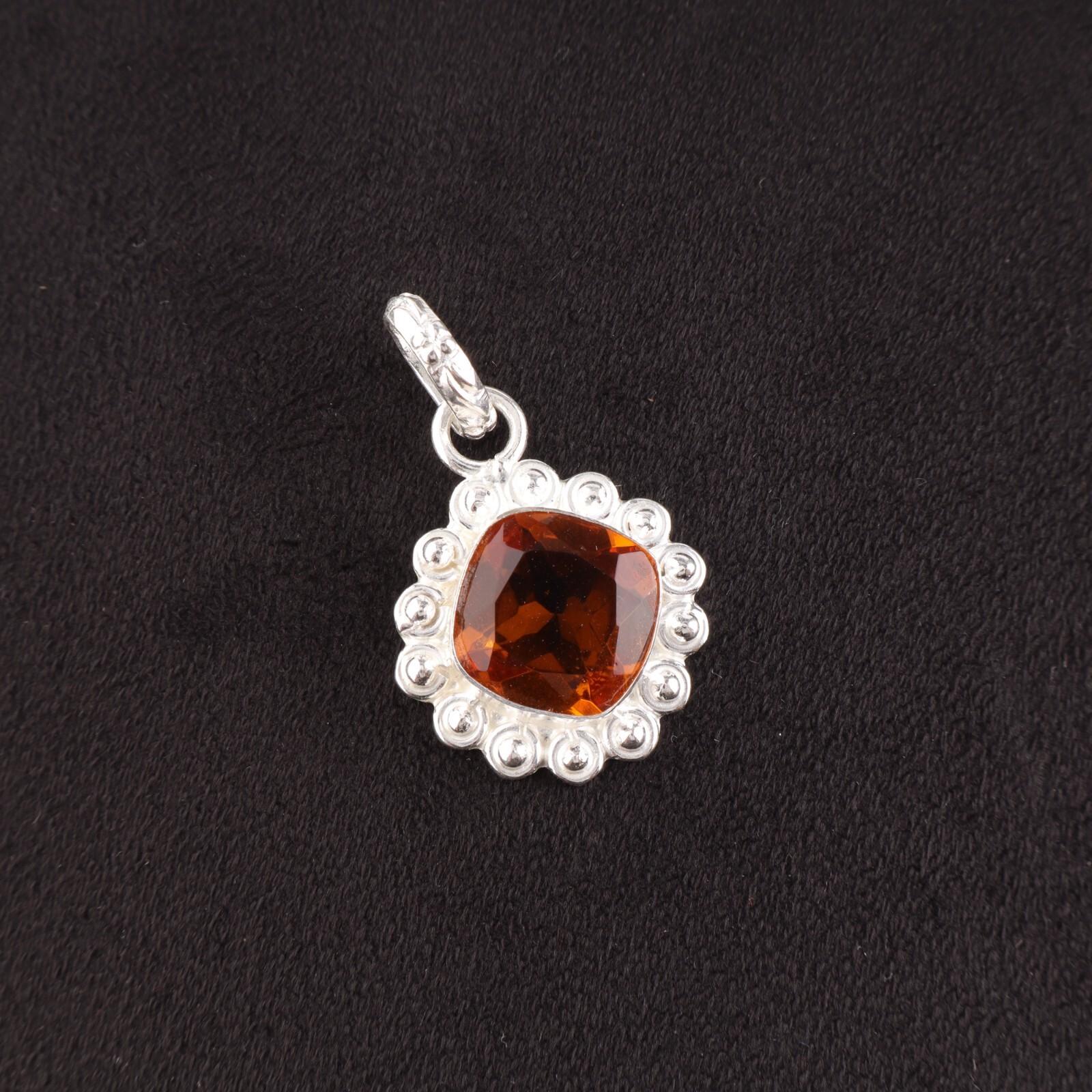 

November Citrine Gemstone Anniversary Gift Birthday Wedding Pendant 925 Silver PP-34-4