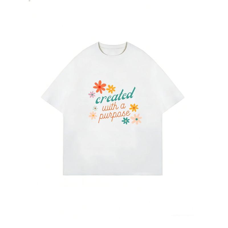 Oversized T Shirt Black Created With A Purpose Floral Print And Text Casual Wear For Women