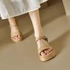 Krazing Pot Sheepskin Peep Toe Thick High Heels Summer Shoes Buckle Straps Platform Casual Women Sandals