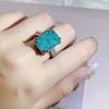 Newest ice flower gemstone ring  silver fashion paraiba cubic zirconia ring party engagement jewelry gift