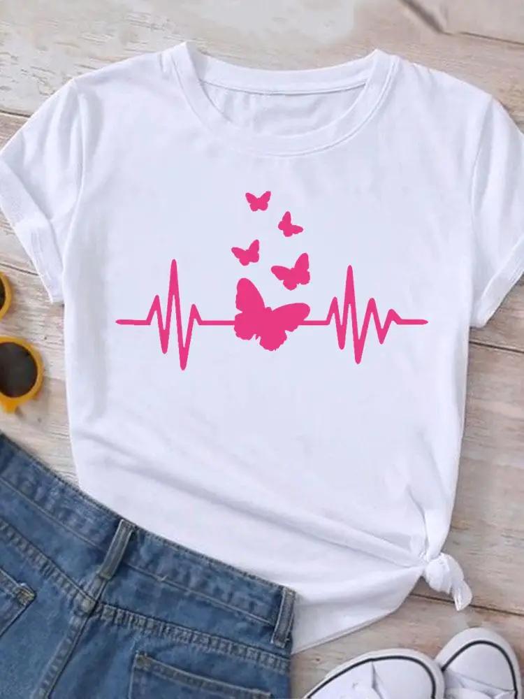 Graphic T Shirt Sunflower Butterfly Cute Summer Casual Clothing Short Sleeve Women Print Fashion Clothes Tee Tshirt Female Top