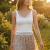 Solid Color Girl's Vest Top Sleeveless Spaghetti Y2k Top Fashion Lace Sling Tank  Summer