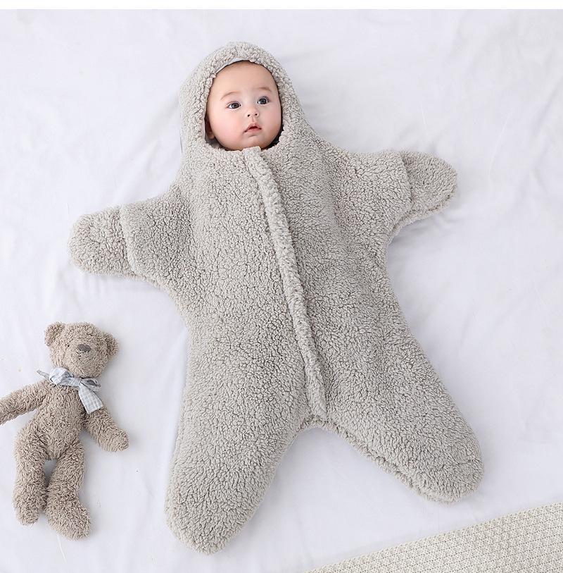 Thick Fleece Starfish Swaddle for Newborns - Anti-Startle Outdoor Sleeping Bag