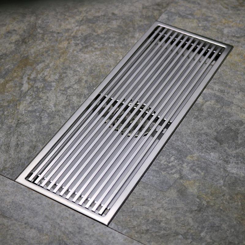 Channel Floor Trap Linear Shower Drain SUS304 Bathroom Shower Square Floor Drain (Black,Stainless Steel) чёрный