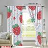 Set Of 2 Strawberry Print Curtain Polyester Kids Room Decor Holiday Window Dressing Light Blocking With Rod Pocket Ideal For Children's