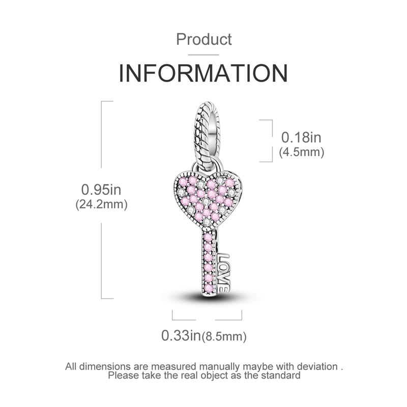 Original Charms Kupfer Unendliche Liebe Rosa Schlüssel Anhänger Passend für Charms Plata Armbänder für Frauen Schmuckherstellung DIY Feine Geschenke