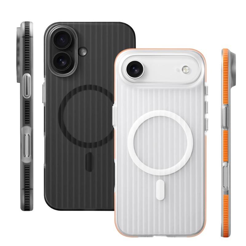 Corrugated Pattern Non-slip Hard PC Magnetic Case For For Iphone 17 Pro Max 16 1 14 13 12 For  Wireless Charge Cover