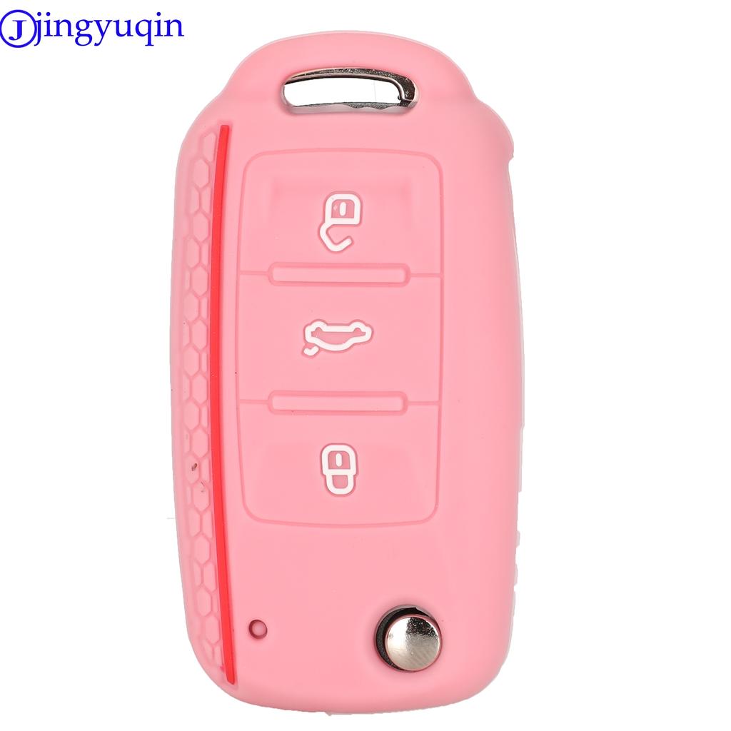 Jingyuqin Silicone Keyless Remote Cover For VW Caddy Golf Jetta Polo Passat Scirocco Tiguan For Skoda Octavia Seat 3B