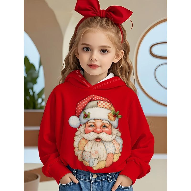 Autumn and Winter Children's Christmas 3D Printed Hooded Fashionable Versatile Trend Breathable Casual Hoodies & Sweatshirts (Girls)