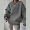 Damen Oversize Sweatshirt mit O-Ausschnitt Herbst Winter Mode Locker Einfarbig Hoodie Vielseitiger Causal Langarm Pullover