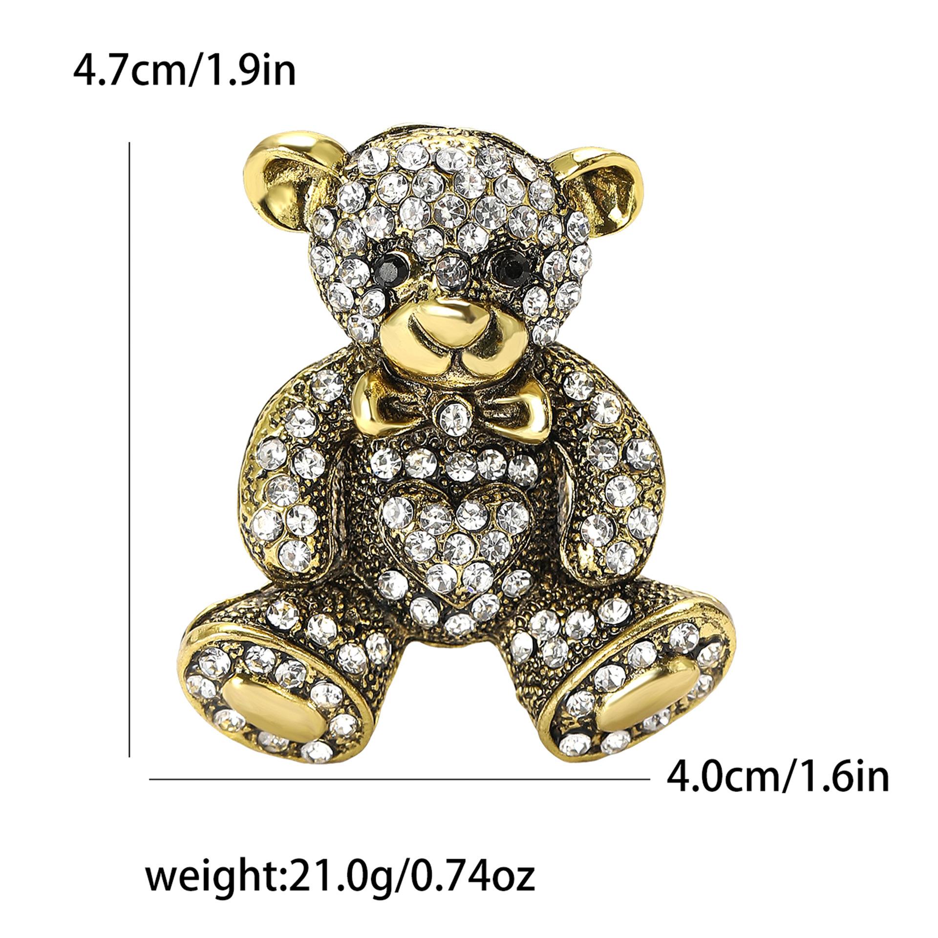 

Простая индивидуальная брошь в виде медведя из сплава со стразами, модная универсальная брошь для мужского и женского костюма, корсажа, ювелирного украшения