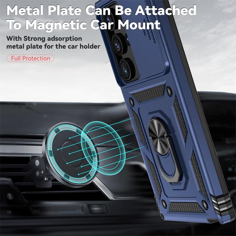 Armor Funda For Samsung Galaxy S22 Ultra 5G Case Slide Lens Protect Ring Stand Cover For Galaxy S22 + S 22 Plus Shockproof Coque