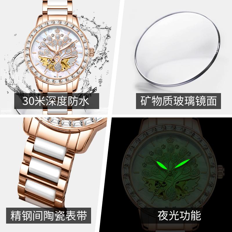 Luxury Mechanical Women Watches ORKINA Designer Skeleton Elegant Ceramics Strap Waterproof Ladies Wristwatches Girls Dress Watch