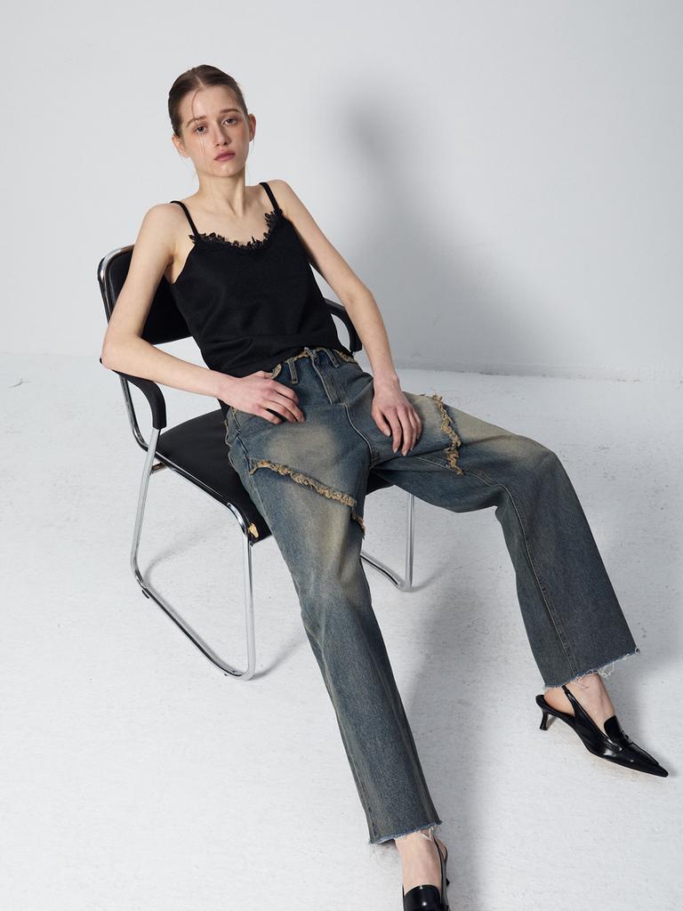 RENNESMIA Lace Jacquard Sleeveless_Black