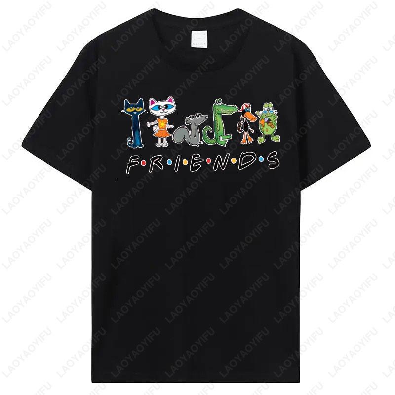 Women Shirt The Pete Cat Friends Children's Book T-Shirt Groovy Cat Sweatshirt Kindergarten Teacher Tees Cotton Tops Ropa Mujer