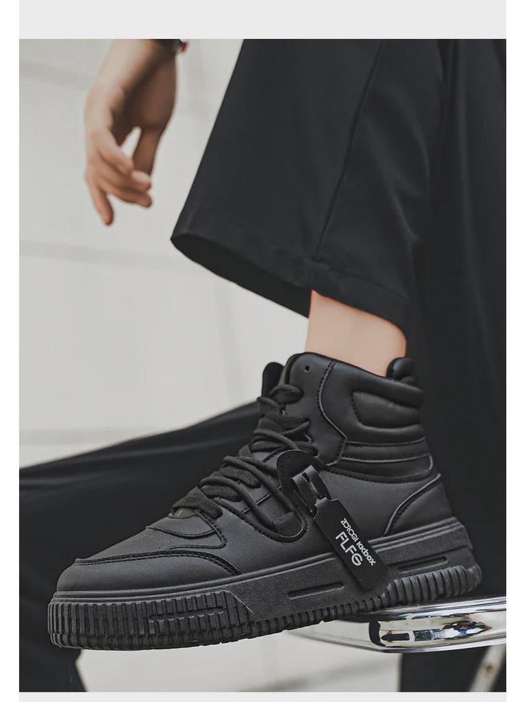 Large Size Men's High-Top Sneakers - Trendy Autumn/Winter White Shoes for Teens, Couples, and Students