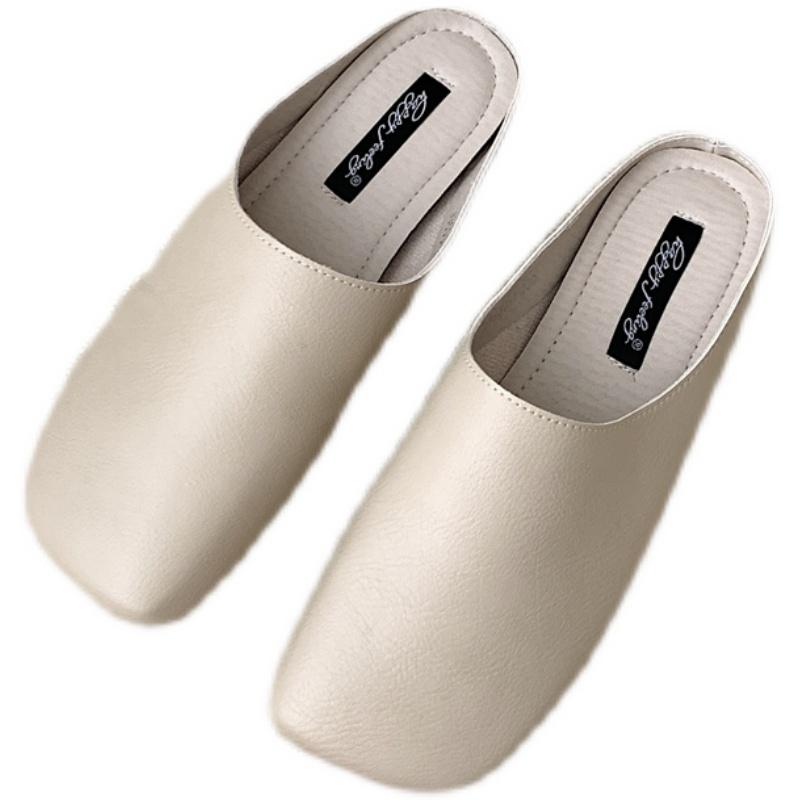 Mode Bailamos Damen Hausschuhe Damen Weiches Leder Ballerinas Slipper Oma Schuhe Frau Eckige Zehen Retro Mokassins Outdoor Pantoletten M