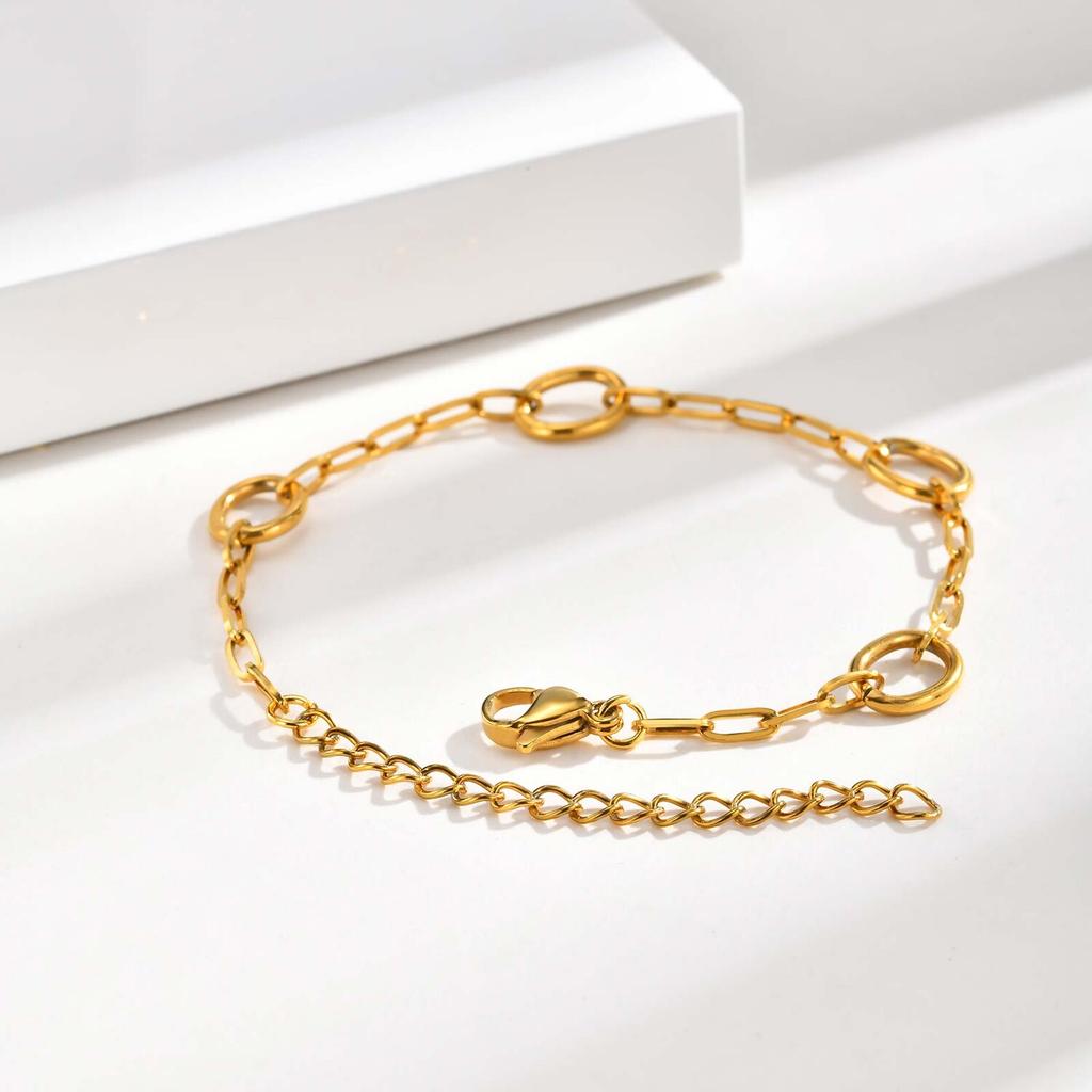 Waterproof Geometric Stainless Steel Bracelet, Handmade Stack Chain Bracelet for Women Femal, Valentine‘s Day Gift