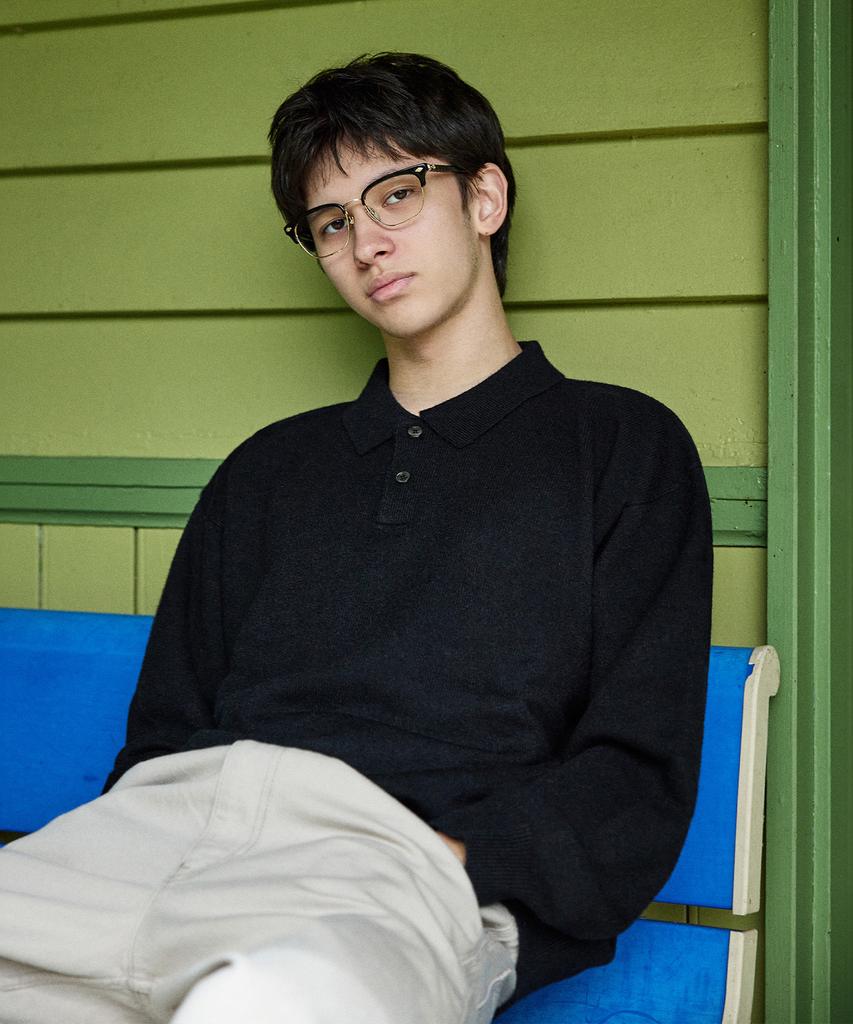 MINIMALPROJECT Button Collar Bulky Knit Mnt113 [Black]