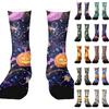 Unisex Mid-Calf Socks with Halloween Print - Breathable Comfortable Ribbed Cuff Socks for Men and Women