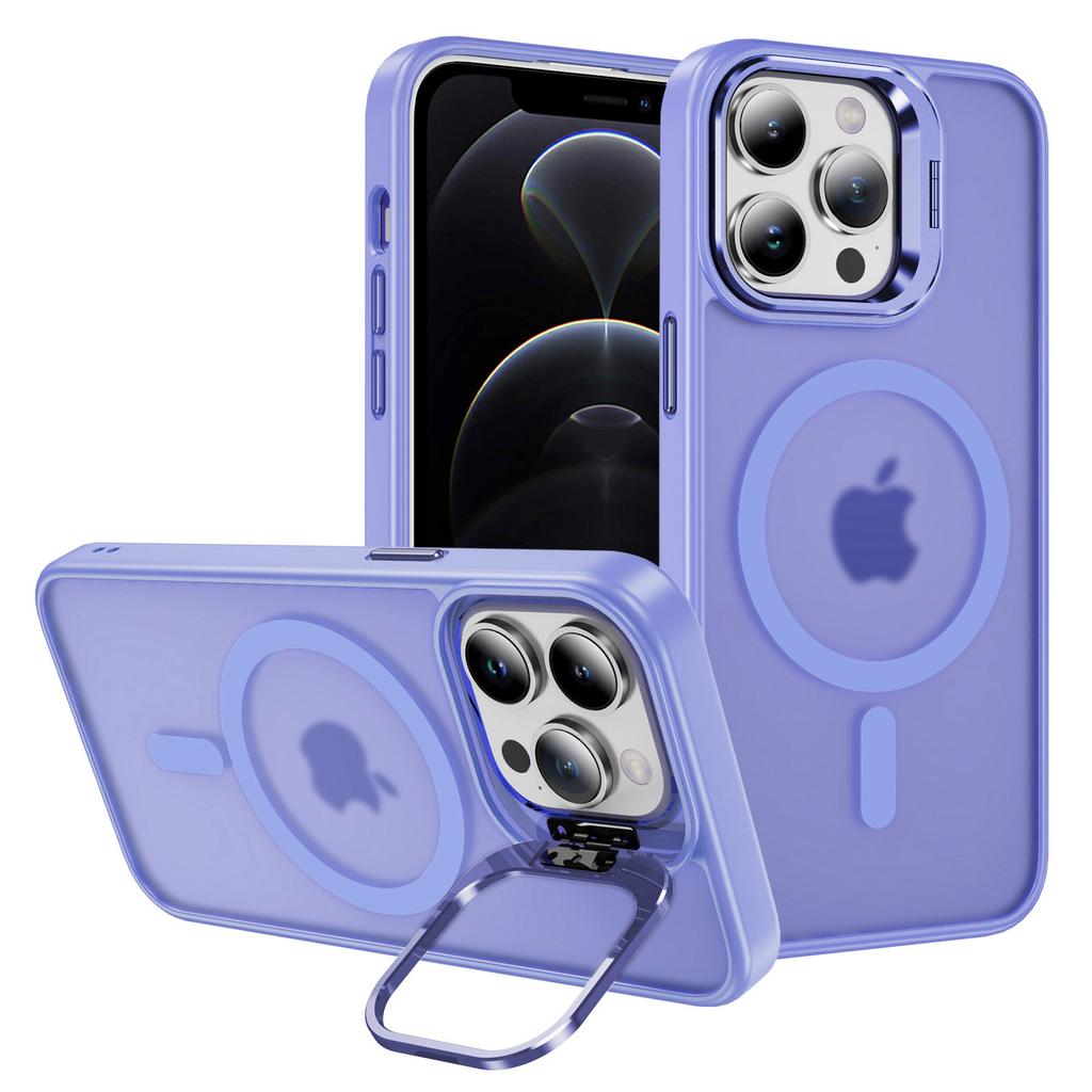 For iPhone 12/12 Pro Case Compatible with MagSafe PC+TPU+Metal Phone Cover Kickstand