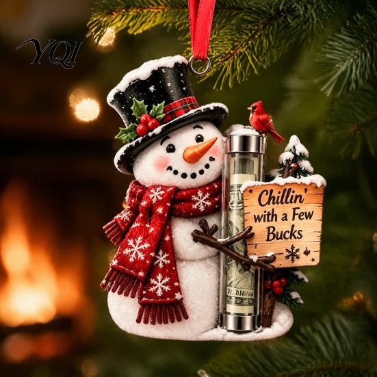 Hanging Money Gift Container Christmas Cash Holder Ornament for Holiday Tree Decorations, Transparent Acrylic Display Box with String Party Favors And
