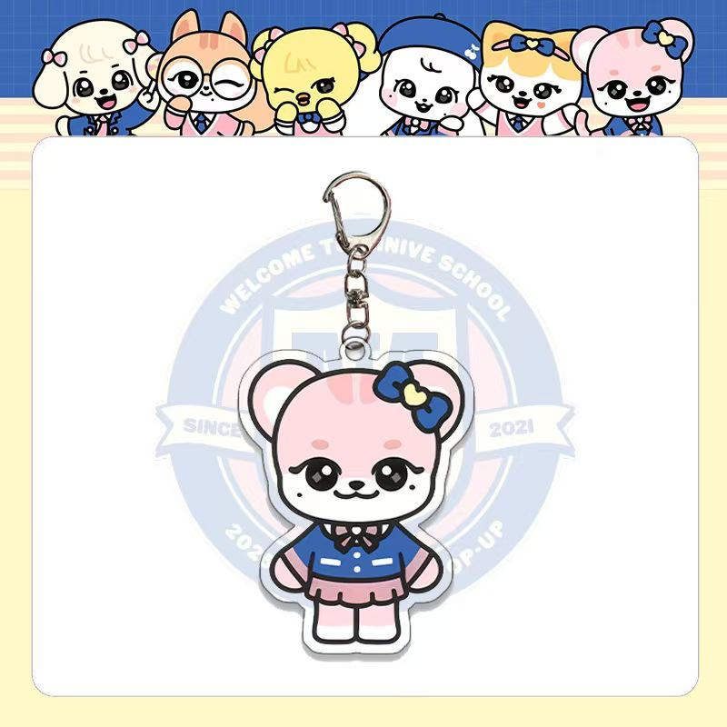IVE 'MINIVE' Pop-up Campus Edition Cartoon Acrylic Keychain - LIZ, Ahn Yujin, Jang Wonyoung