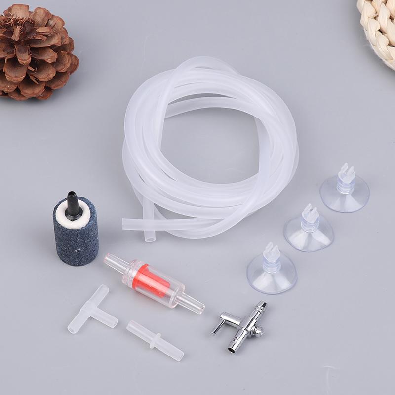 1set Aquarium Air Pump Accessories Kit With Air Stone Bubble Aerator Check Valves Suction Cups Oxygen Tube For Fish Tank Pump