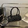 Korean Style Polka Dot Purse Mini Barrel Crossbody Bag for Women Top Handle Handbag for Daily Outings
